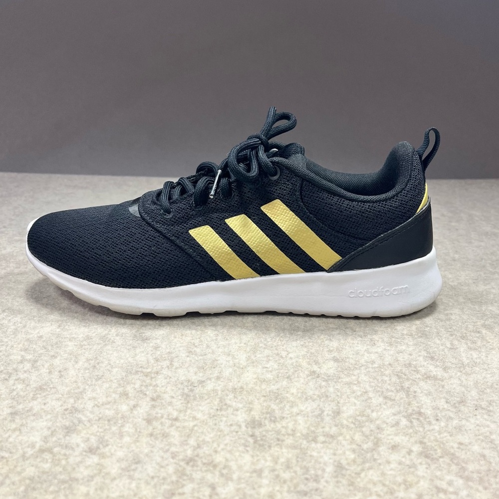 Womens Size 8.5 Adidas QT Racer 2.0 Black Gold Running Shoes H05800